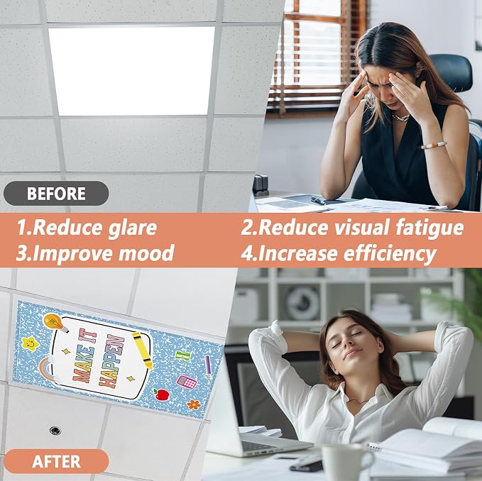 QOUBAI 6 Pcs Fluorescent Light Covers, 4 x 2 Ft Magnetic Light Filters Notebook - Image 7