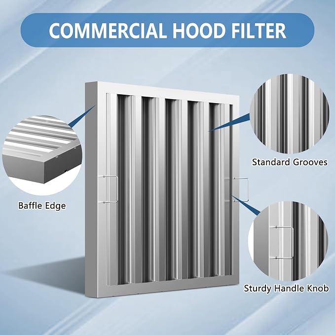Stainless Steel Commercial Kitchen Hood Filter 19.5W x 19.5H Inch Range Hood - Image 4