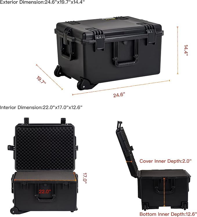 MEIJIA Portable All Weather Waterproof Rolling Hard Camera Case - Image 5