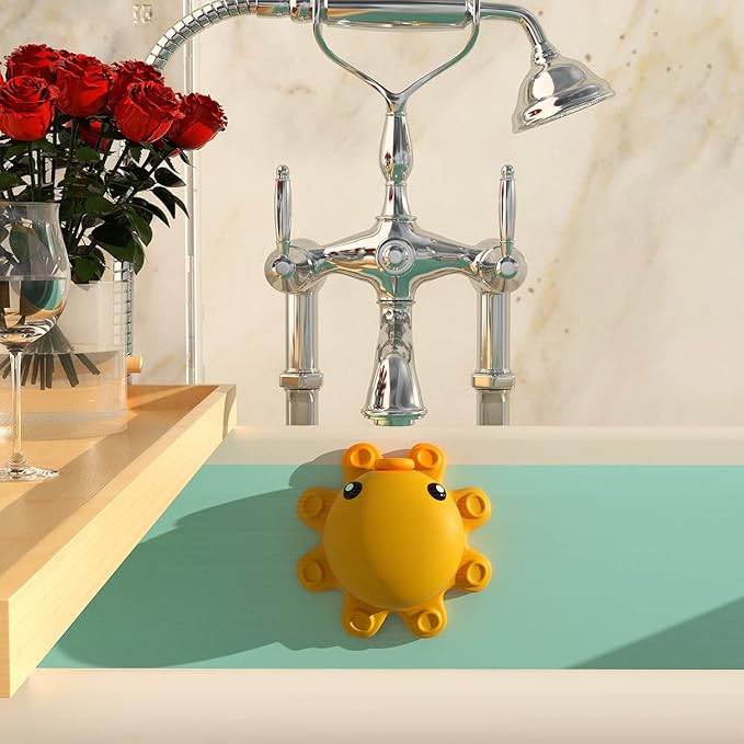 Bathtub Overflow Drain Cover - Tub Soak Bath Cover, Adds Inches of Water for Deeper Bath (Silicone, Yellow)
