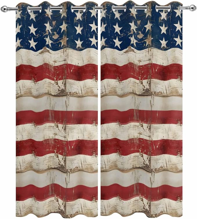 4th of July Outdoor Curtains for Patio USA Flag Independence Day Vintage - Image 9
