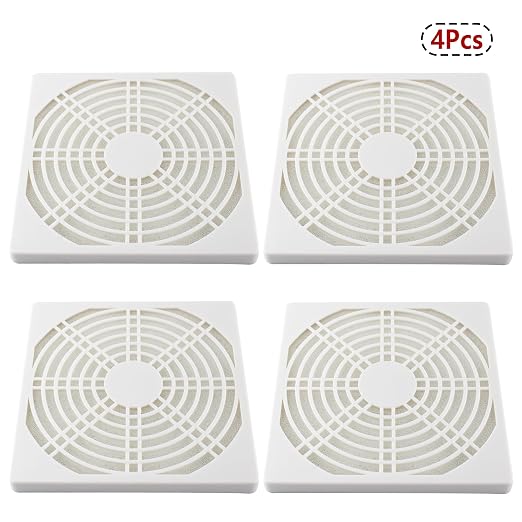 4 Pcs 120mm White Square Plastic Cooling Fan Filter Cover, Dust Screen - Image 2