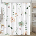 Gibelle Watercolor Floral Shower Curtain, Sage Green Beige Flower Shower Curtain for Bathroom, Modern Minimalist White Waterproof Fabric Shower Curtain Set 72x72 Inch