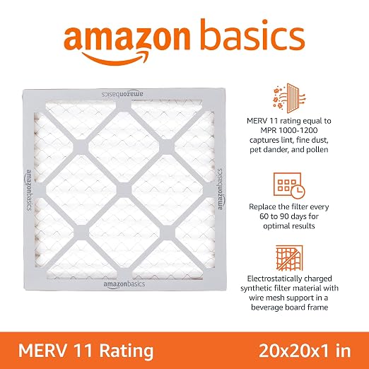 Amazon Basics 20x20x1 Air Filter 6-Pack, MERV 11 AC Furnace Filters, Allergy - Image 2