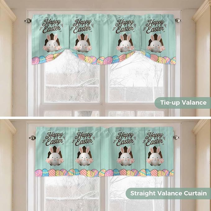 Green Easter Tie Up Valance Curtains - Image 5