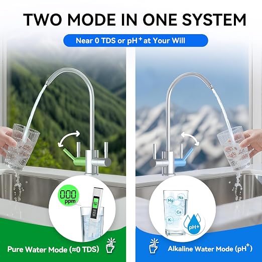 WINGSOL Dual Outlet Reverse Osmosis Water Filter, Mineral Alkaline UV 0 TDS - Image 2