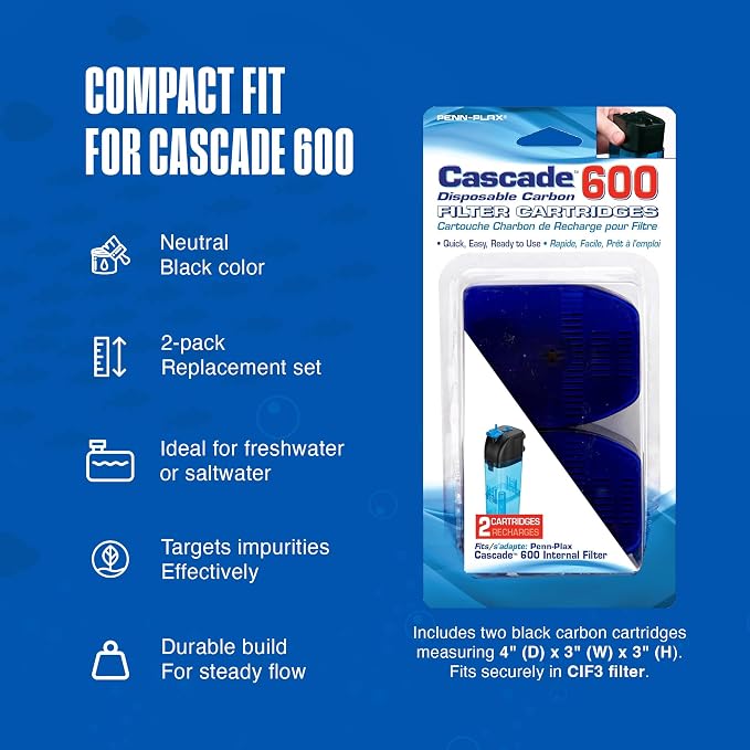 Penn-Plax Cascade 600 Filter Replacement Carbon Cartridges - Image 4
