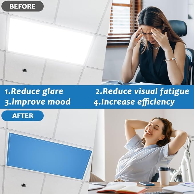 QOUBAI 6PCS Fluorescent Light Covers, 4x2 Feet Magnetic Light Cover Fluorescent - Image 7