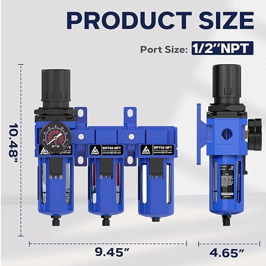 1/2 Inch NPT Three Stage Air Drying System, air Pressure Regulator - Image 2