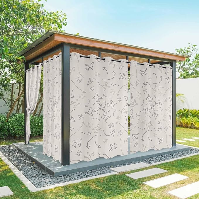 Abstract Airline Route Waterproof Outdoor Curtains by Unknown