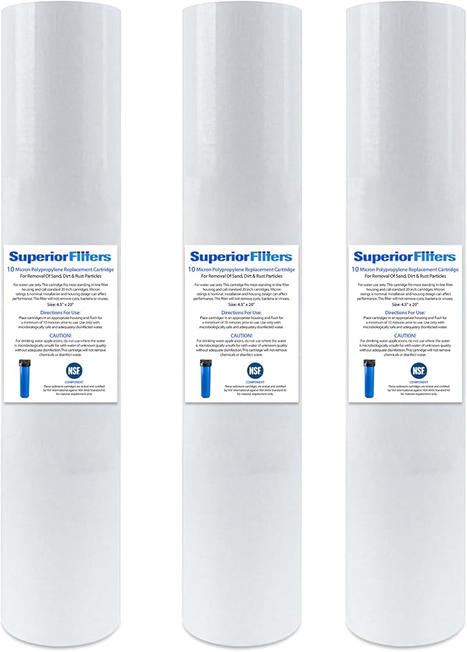 5 micron 20"X4.5" whole house water filter replacement cartridge Compatible by SuperiorFilters