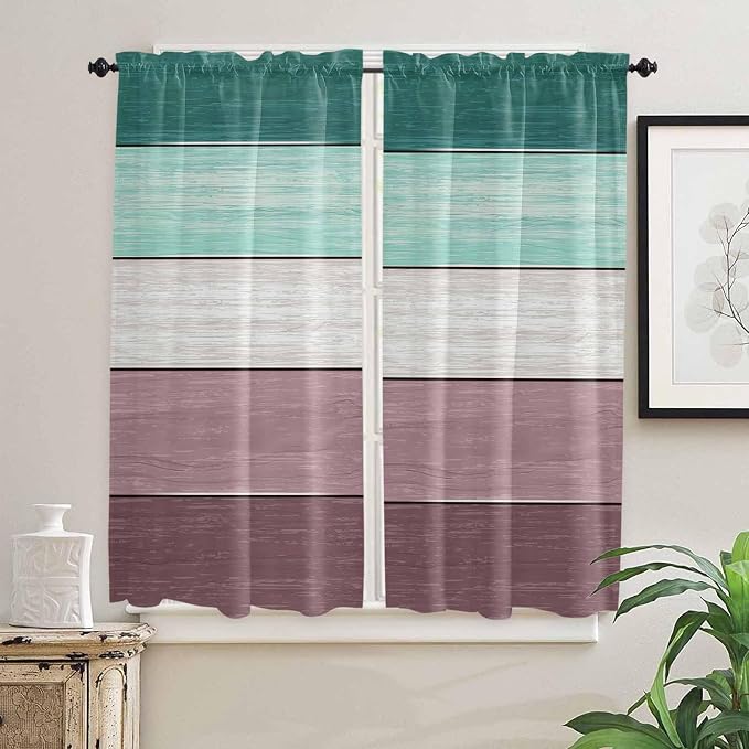 Retro Farm Woodcuts Texture Window Valance Curtains, 2 Panel - Image 7