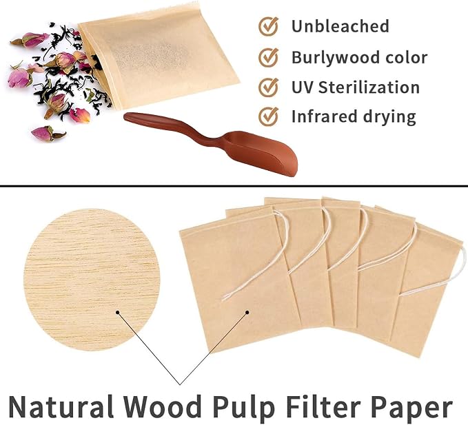 Tea Filter Bags, Tea Bags for Loose Leaf Tea Safe & Natural Material, - Image 5