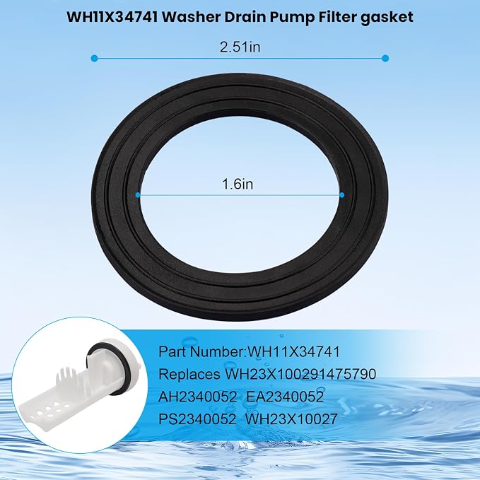 WH11X34741 Washer Drain Pump Filter gasket | WH11X29539 Drain Pump gasket - Image 3