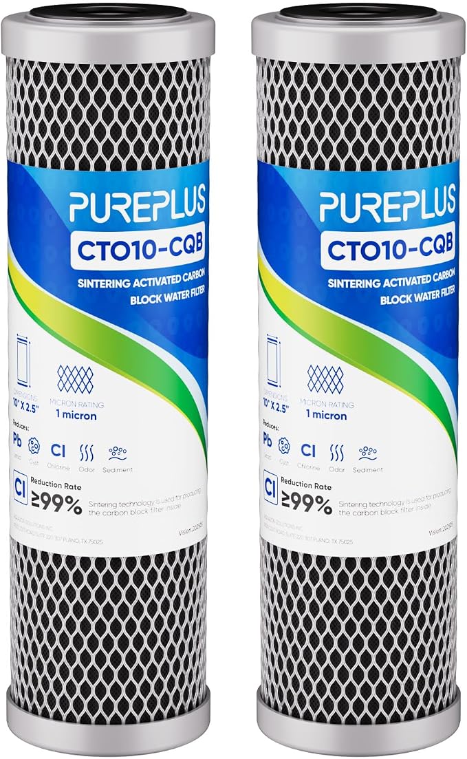 1 Micron 2.5"" x 10"" Whole House CTO Carbon Water Filter Cartridge Replacement by PUREPLUS