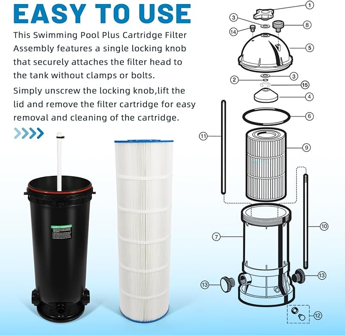 W3C17502 Swimming Pool Plus Cartridge Filter Assembly 200 Sq Ft, 150 GPM - Image 6