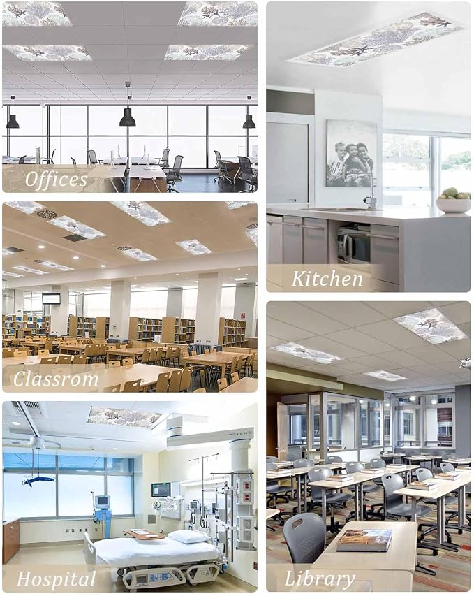 Fluorescent Light Covers for Ceiling Lights Nautical Coastal Ocean Coral - Image 5