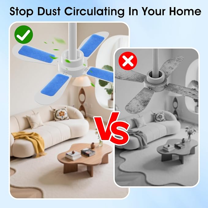 30 Pack Ceiling Fan Filters, Easy-Stick Universal Air Filter - Image 4