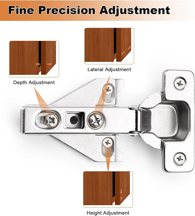 Probrico Soft Opening Kitchen Cabinet Hinges 2 Pairs, Brushed Satin Nickel Face - Image 4