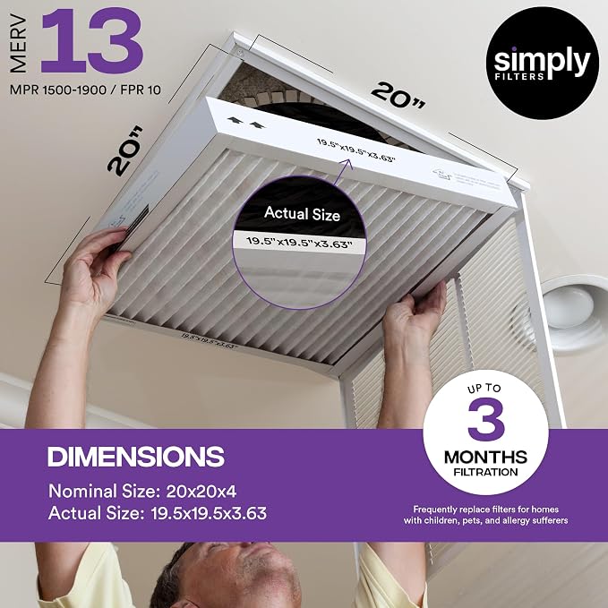 Simply 20x20x4 Air Filter, MERV 13, 4 Pack, Furnace Air Filter - Image 3
