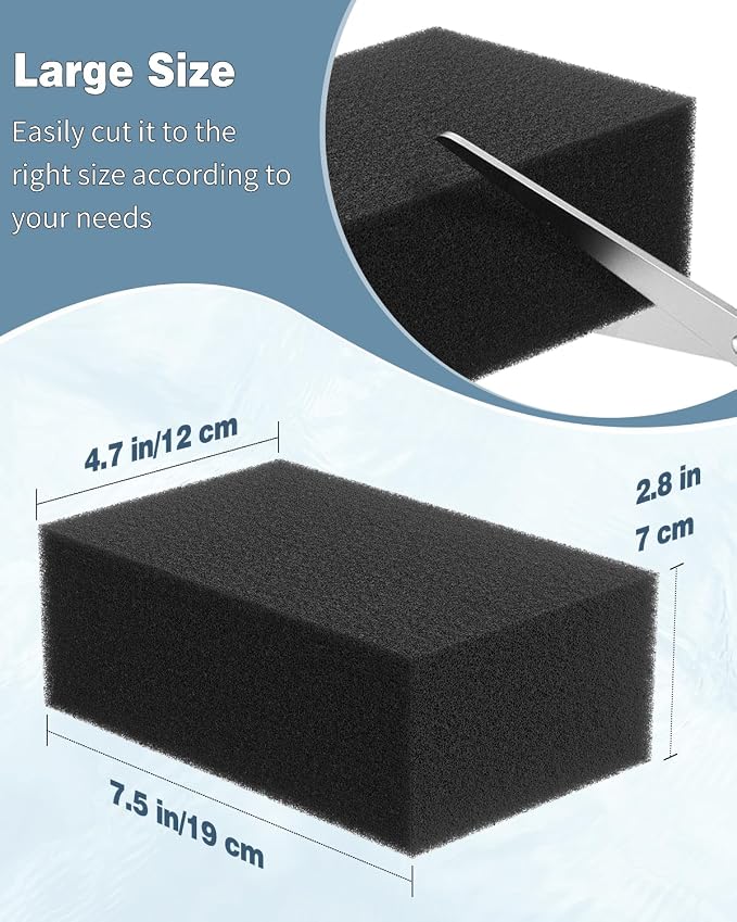 Pawfly 2 Pack Aquarium Filter Sponge Pad Hydroponics Black Foam Floss - Image 7