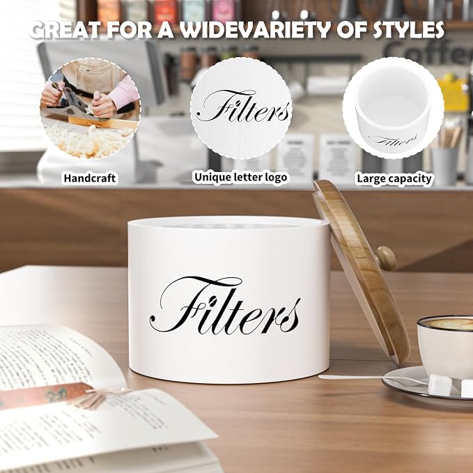 Coffee Filter Holder, Wooden Coffee Filter Storage - Image 2