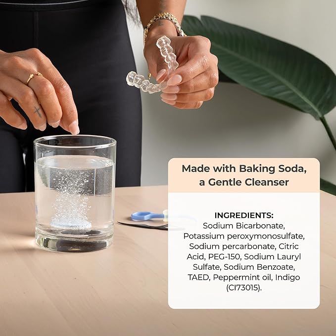PUL Aligner Cleaner Tablets (Pack of 96) – For Cleaning Invisalign, All Clear Aligners & Retainers – Removes Odor, Stains, Plaque – Cleans Dentures, Night & Mouth Guards, All Dental Removables
