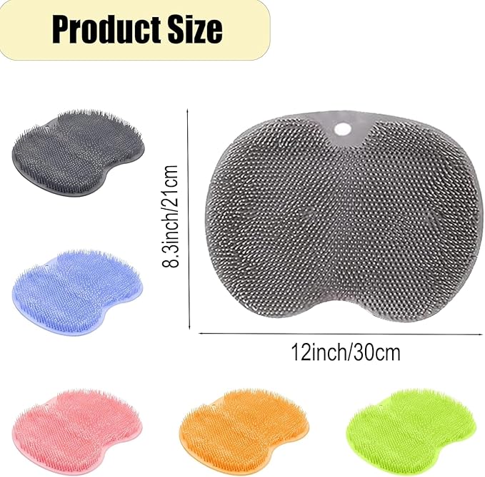 Shower Foot Scrubber Mat with Non-Slip Suction Cups, Exfoliating Foot and Back Washer Pad for Bathtub and Shower Floor (Gray)