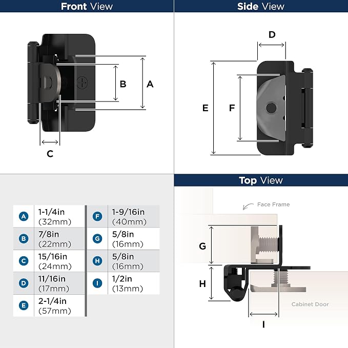 Amerock BPR8704FB | Cabinet Hinge | 1/2 inch Overlay Double Demountable | Matte - Image 4