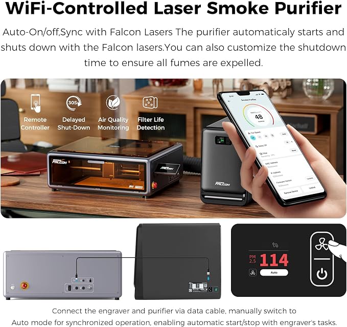 Creality Falcon AP1 Smart Smoke Purifier, 360° Full-circle Purification - Image 2