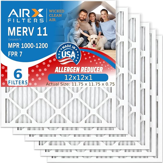 AIRX FILTERS WICKED CLEAN AIR. 12x12x1 Air Filter MERV 11 Electrostatic Pleated by AIRXFILTERSWICKEDCLEANAIR