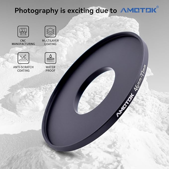 46mm Lens to 77mm Camera Lens Adapter, 46mm to 77mm Filter Step-Up Adapter Ring - Image 2