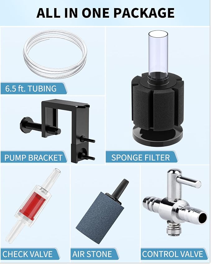 Pawfly Aquarium Air Pump with Nano Bio Sponge Filter Kit Air Control Valve - Image 4