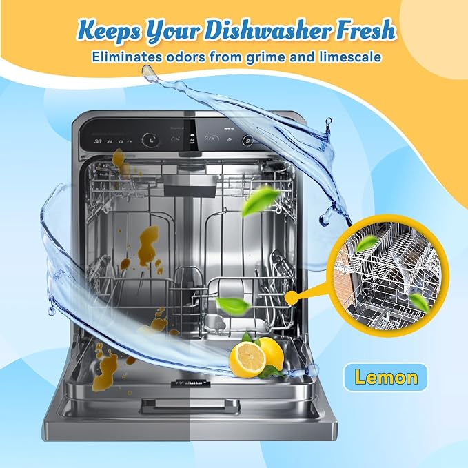 Dishwasher Cleaner Tablets Deodorizer Pods-24 Pack Deep Cleaning Dish Washer - Image 4