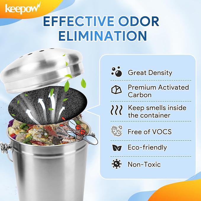 KEEPOW 10 Pack 6.75" Compost Bin Filter Replacement - Image 3