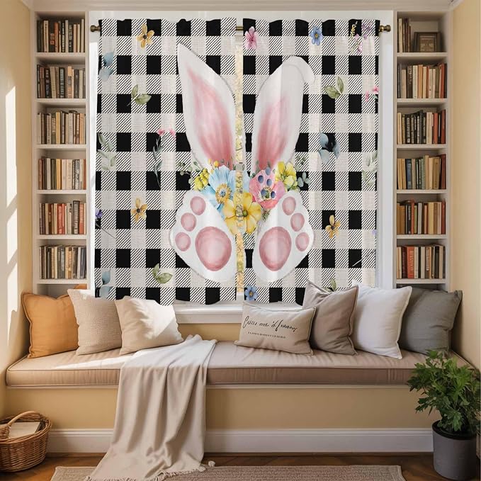 Easter Window Curtains 63 Inch Long 2 Panel Set, Rod Pocket Bedroom Curtains & - Image 3