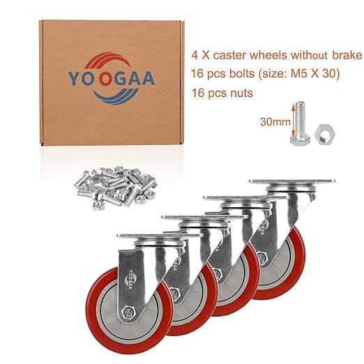 YOOGAA 4" Swivel Caster Wheels Heavy Duty Casters No Noise 360 Degree - Image 7