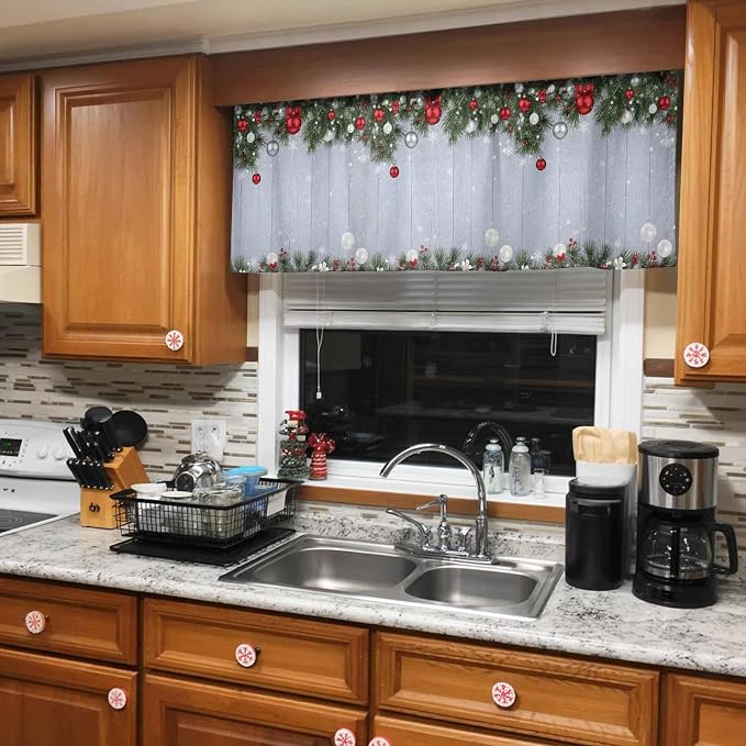Christmas Curtain Valances for Windows, Kitchen Valance Window Treatment - Image 8