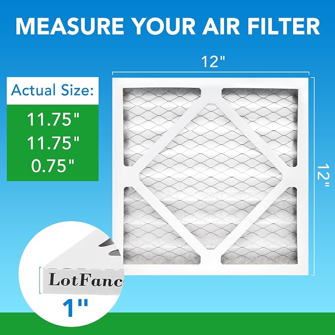 LotFancy 12x12x1 Air Filter MERV 8 6-Pack, Electrostatic Pleated Furnace & AC - Image 2