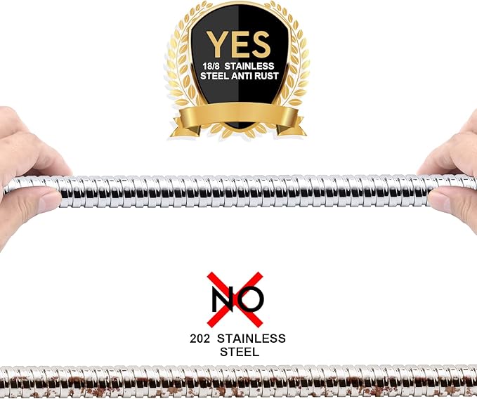 Shower Hose, 69 Inches Extra Long Stainless Steel Handheld Shower Head Hose with Brass Insert and Nut - Durable and Flexible(Chrome)
