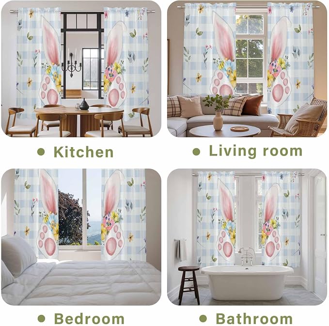 Easter Window Curtains 72 Inch Long 2 Panel Set, Rod Pocket Long Curtains & - Image 8