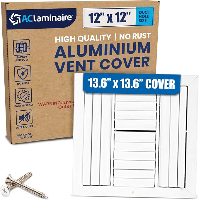 12x12 Aluminum 4-Way Air Flow HVAC Vent Cover Wall Ceiling Register by ACLAMINAIRE