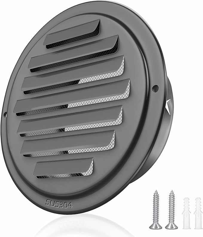 3inch 304 Stainless Steel Air Vents, Louvered Grille Cover Vent Hood Flat by puunkeey