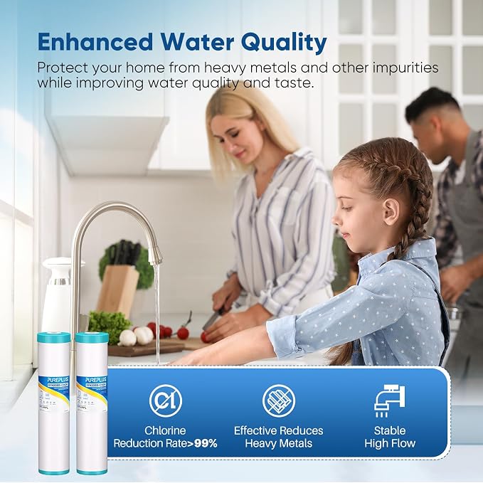PUREPLUS 5 Micron 20" x 4.5" Whole House KDF/GAC Water Filter, Heavy Metal - Image 3