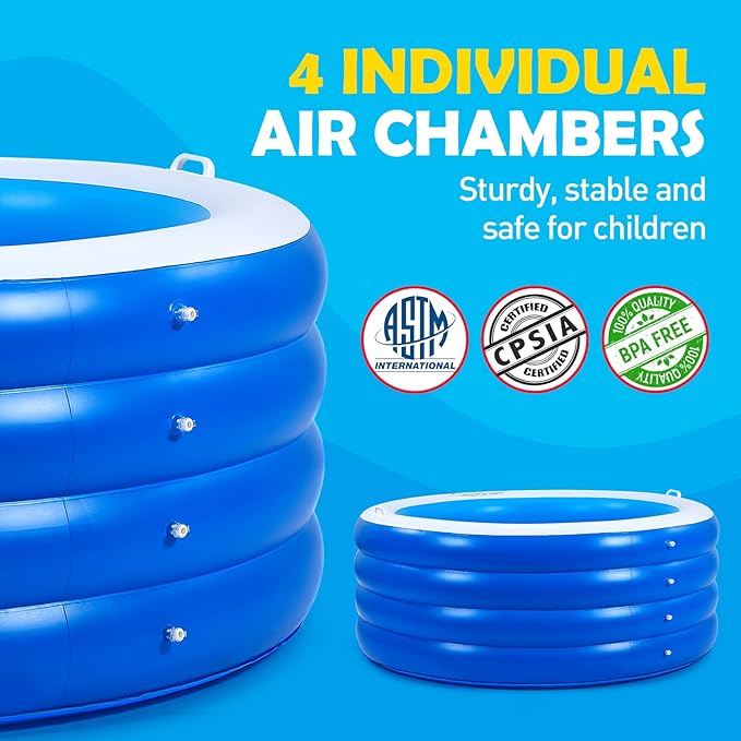 Biange Blow Up Pool, 72" X 30" Round Inflatable Swimming Pool, Kids Pool Inflatable, Kiddie Baby Swimming Pool for Backyard