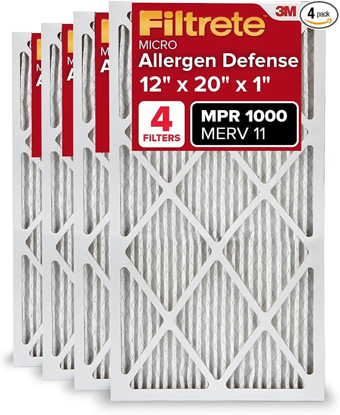 Filtrete 12x20x1 AC Furnace Air Filter, MERV 11, MPR 1000, Micro Allergen by Filtrete