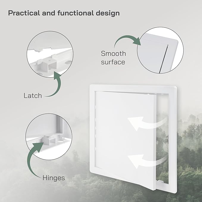 Vent Systems 12x12 Access Panel - Easy Access Doors - ABS Plastic - Access Panel for Drywall, Wall and Ceiling Electrical and Plumbing Service Door Cover - Exterior Dimensions 12.7x12.7 Inches White