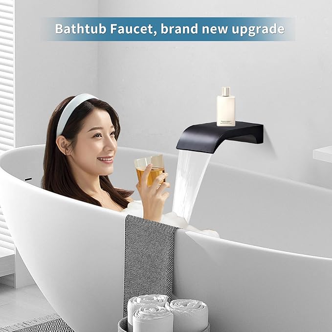 10" Matte Black Shower Faucet Set – Square Rainfall Showerhead + Handheld & Waterfall Spout, Wall-Mounted, Anti‑Clog Silicone – Modern Bathroom Hardware