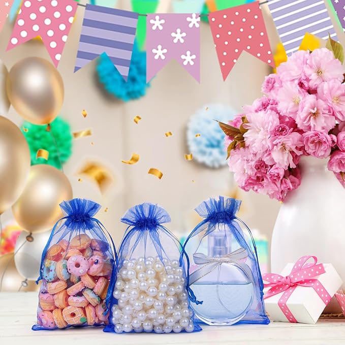 Hopttreely 100pcs Organza Bags with Drawstring, 4 x 4.72 inch Little Mesh Gift Pouches Mini Candy Bags for Small Presents Jewelry Earrings