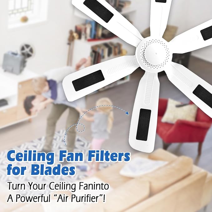 Ceiling Fan Filters for Blades 6 Pack Fan Blade Air Purifier Pads Easy-Stick - Image 3